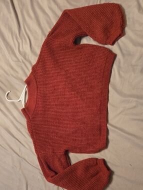 SHEIN Cozy Rust Crewneck Knit Sweater